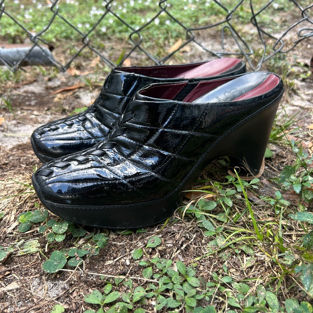nike lab g series patent leather braided mules